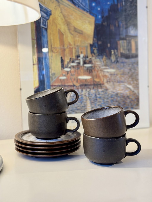 Tasses et soucoupes vintage Ceramano Allemagne de l'Ouest 50S 60S