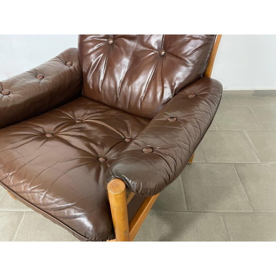 Image 1 of Fauteuil en cuir vintage par Göte Möbler pour Nassjo, Suède 1970