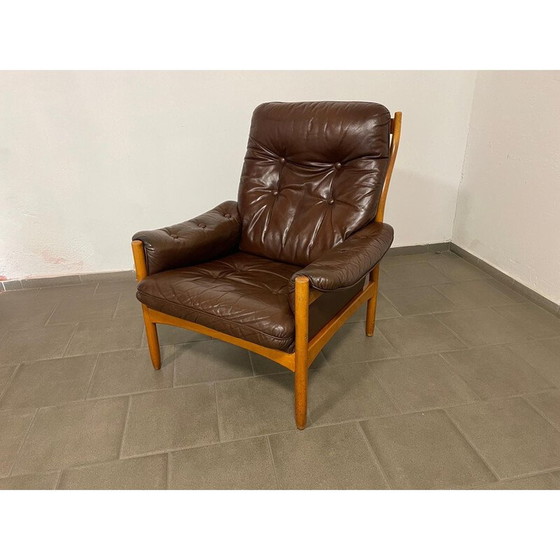 Image 1 of Fauteuil en cuir vintage par Göte Möbler pour Nassjo, Suède 1970
