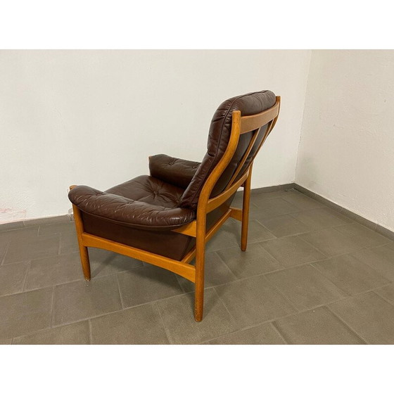 Image 1 of Fauteuil en cuir vintage par Göte Möbler pour Nassjo, Suède 1970
