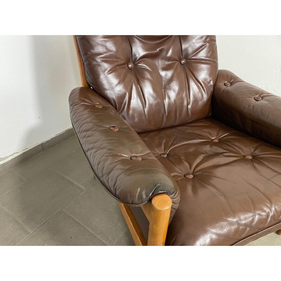 Image 1 of Fauteuil en cuir vintage par Göte Möbler pour Nassjo, Suède 1970