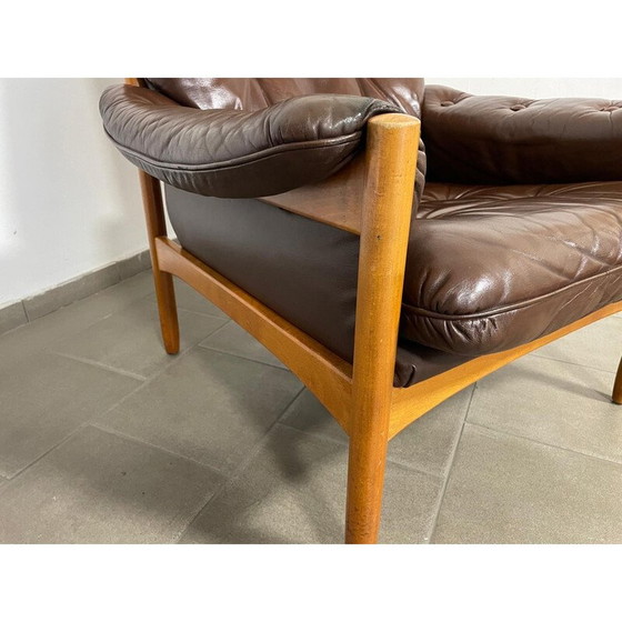 Image 1 of Fauteuil en cuir vintage par Göte Möbler pour Nassjo, Suède 1970