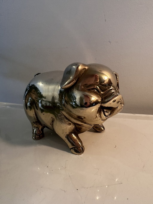 Figurine vintage en laiton Porcinet