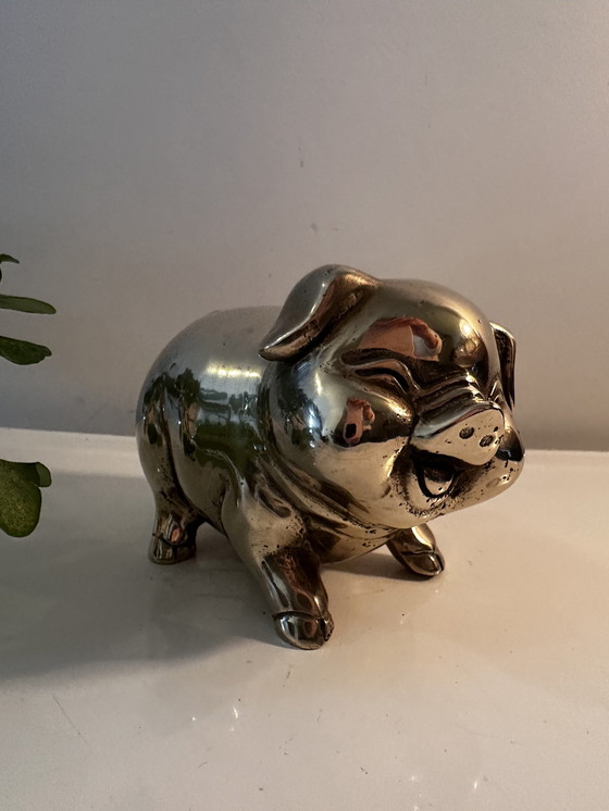 Image 1 of Figurine vintage en laiton Porcinet