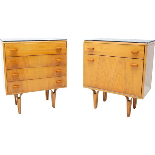 Paire de tables de nuit du milieu du siècle par Frantisek Mezulanik, 1970