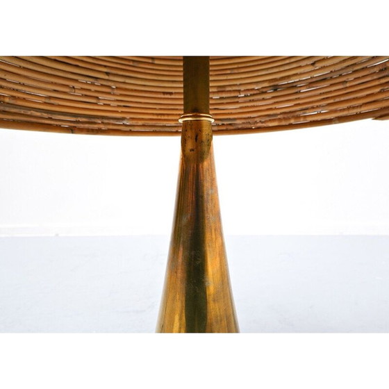 Image 1 of Paire de lampes de table vintage en laiton et bambou, Italie