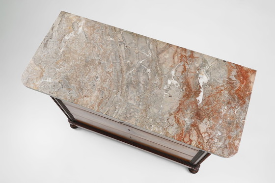 Image 1 of Commode Louis Philippe avec plateau en marbre rose, 1850S