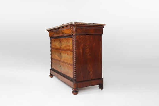 Image 1 of Commode Louis Philippe avec plateau en marbre rose, 1850S