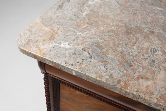 Image 1 of Commode Louis Philippe avec plateau en marbre rose, 1850S