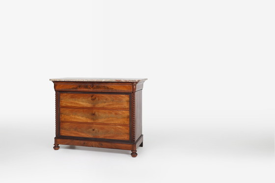 Image 1 of Commode Louis Philippe avec plateau en marbre rose, 1850S