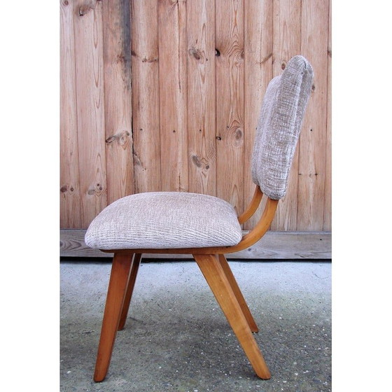 Image 1 of Ensemble de 4 chaises vintage en bois et tissu, Danemark années 1960