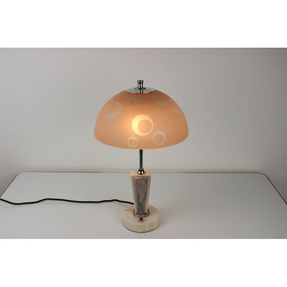 Image 1 of Lampe de table vintage en métal et verre par Kámen, Tchécoslovaquie 1950