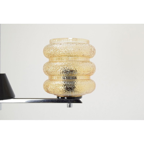 Image 1 of Lustre vintage en verre, chrome, métal et plastique, Tchécoslovaquie 1960