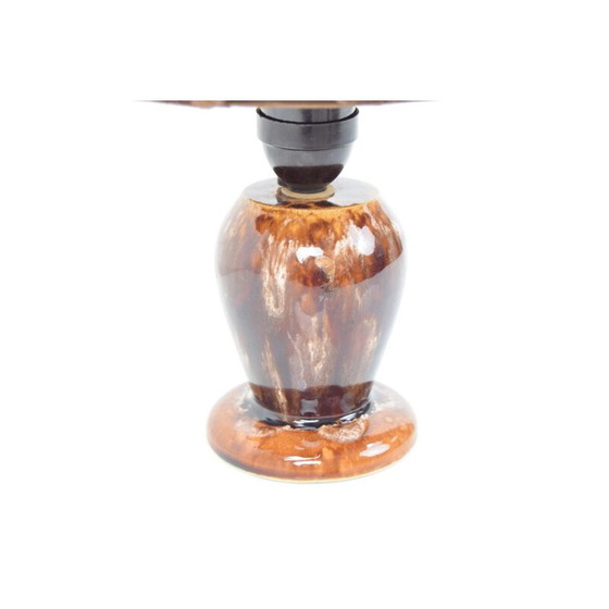 Image 1 of Lampe de table vintage en céramique et tissu, tchèque 1930