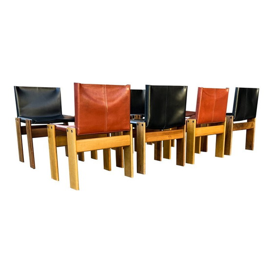 Image 1 of Ensemble de 8 chaises Monk vintage par Afra et Tobia Scarpa pour Molteni, Italie 1973