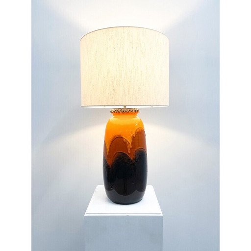 Lampe de table en céramique orange du Mid Century, Allemagne 1970