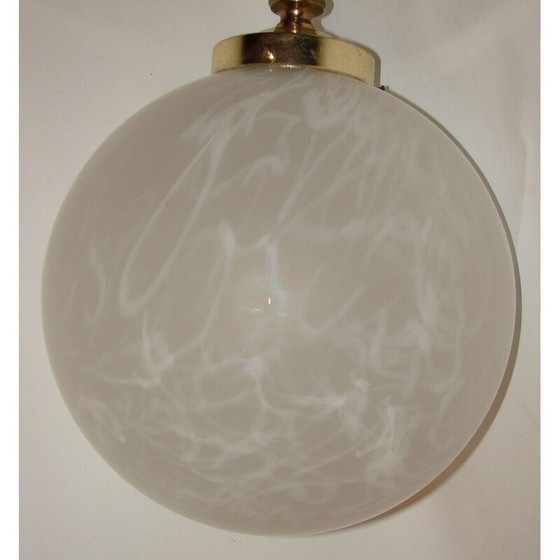 Image 1 of Lampe suspendue vintage en laiton et verre, 1960