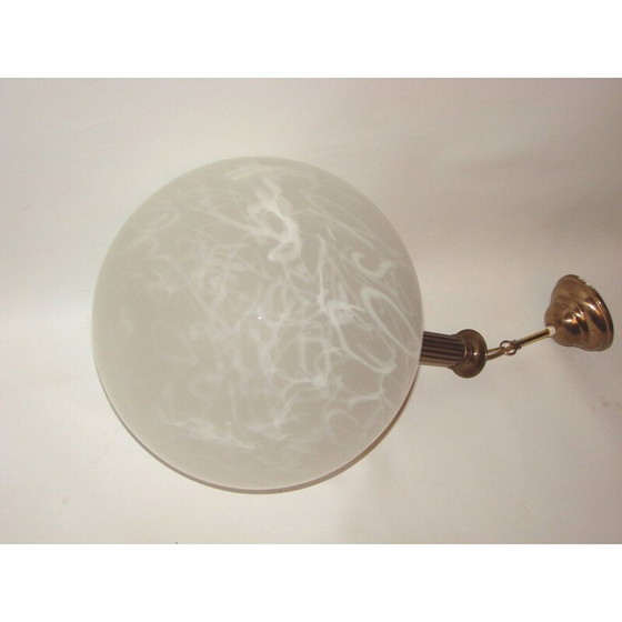 Image 1 of Lampe suspendue vintage en laiton et verre, 1960