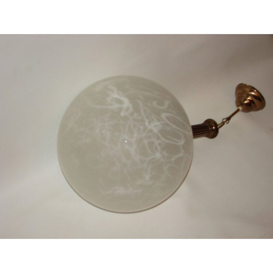 Image 1 of Lampe suspendue vintage en laiton et verre, 1960