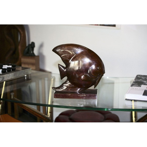 Image 1 of Poisson vintage en bronze indochinois 1950s