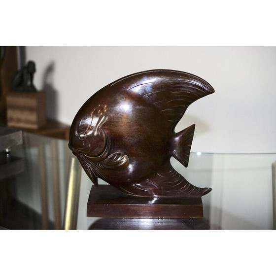 Image 1 of Poisson vintage en bronze indochinois 1950s