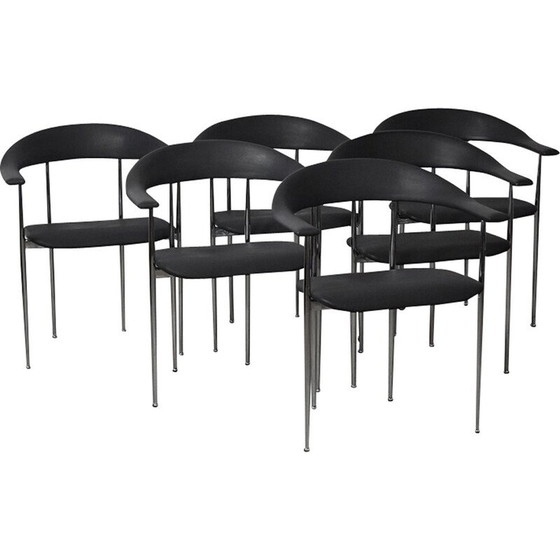 Image 1 of Ensemble de 4 chaises P40 vintage par Giancarlo Vegni et Gianfranco Gualtierogotti pour Fasem, années 1980