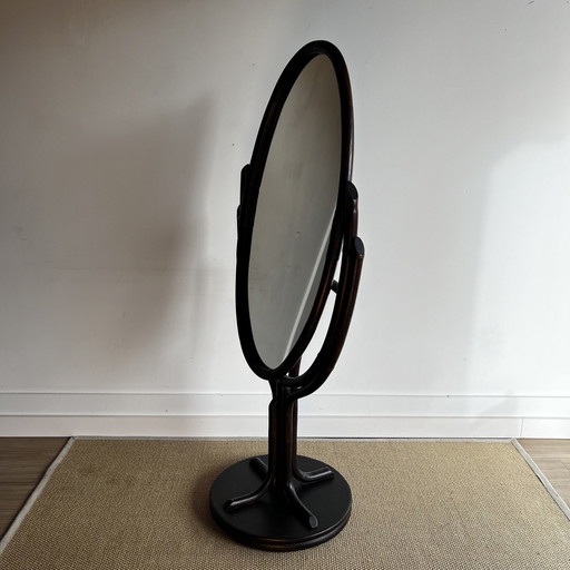 Miroir de passage ovale en bambou rotin Vintage