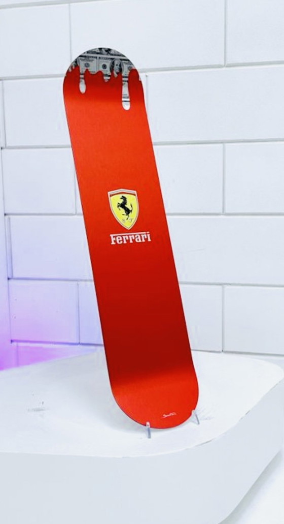 Image 1 of Suketchi : Ferrari Money Drip Skatedeck. Signé dans la plaque. Avec Coa.