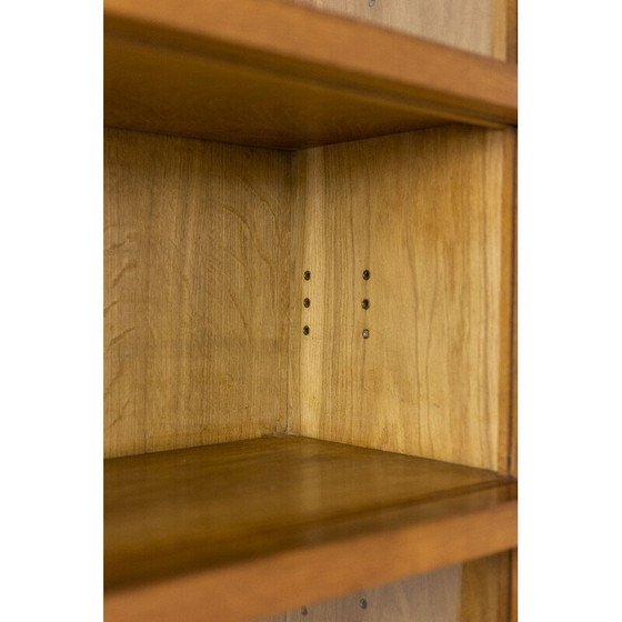 Image 1 of Bibliothèque vintage en chêne avec portes coulissantes en verre, 1960