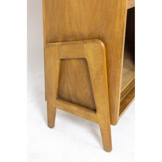 Image 1 of Bibliothèque vintage en chêne avec portes coulissantes en verre, 1960