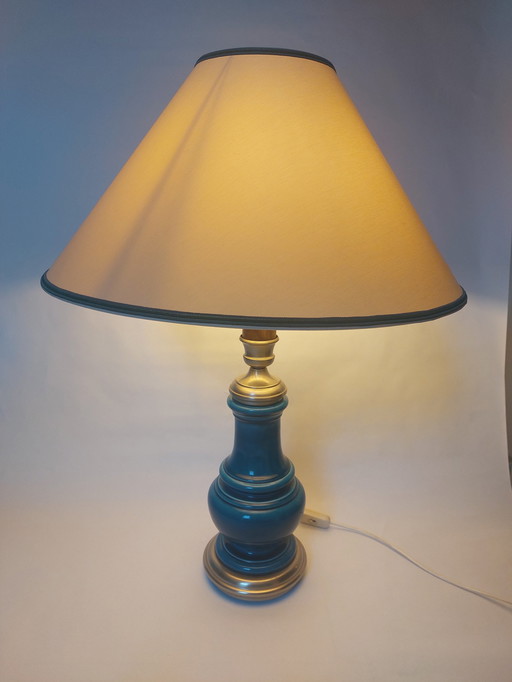 Lampe à poser en céramique bleue Mid Century