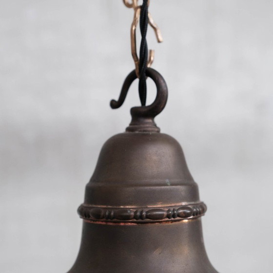 Image 1 of Lampe suspendue française vintage en opaline et laiton, années 1930