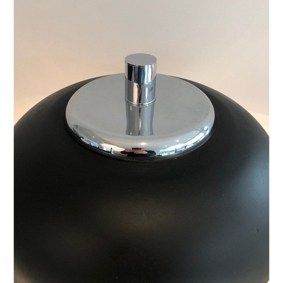 Image 1 of Lampe vintage en chrome et métal laqué noir, 1950