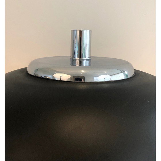 Image 1 of Lampe vintage en chrome et métal laqué noir, 1950