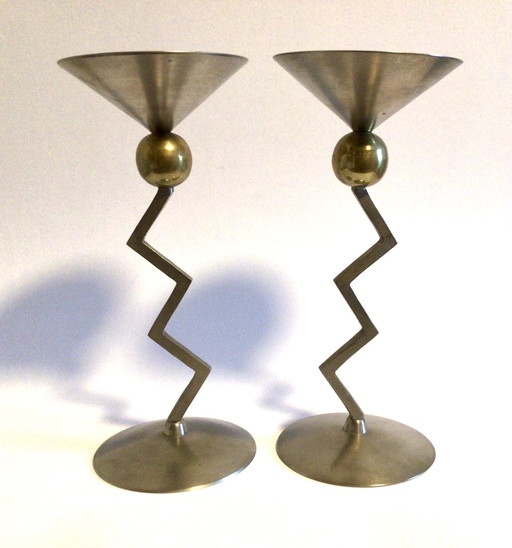 2 Chandeliers Zig-Zag Post Modern, 1980