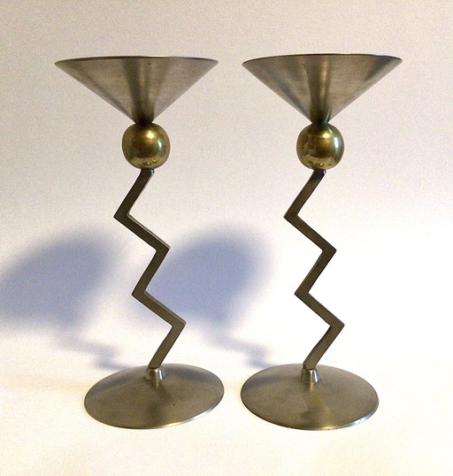 2 Chandeliers Zig-Zag Post Modern, 1980