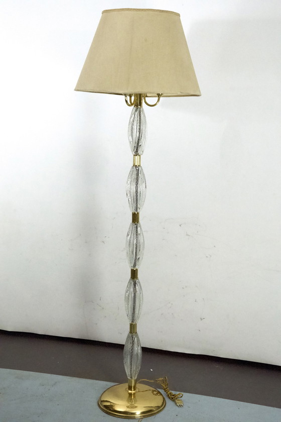 Image 1 of Ercole Barovier, rare lampadaire Bullicante en verre de Murano et laiton. Italie 1940S
