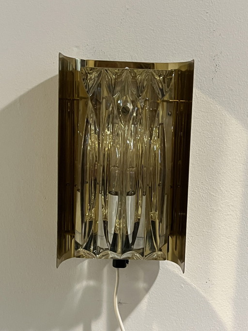 Borens Boras Wall Lamp Midcentury Gold With Crystal