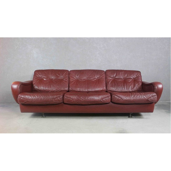 Image 1 of Canapé vintage en cuir marron par Madsen & Schubell, 1970