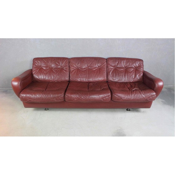 Image 1 of Canapé vintage en cuir marron par Madsen & Schubell, 1970