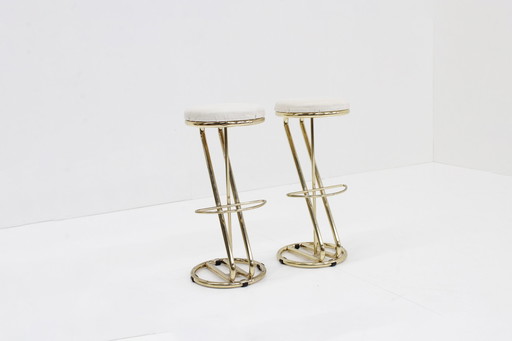 Tabourets de bar vintage en laiton italien, lot de 2