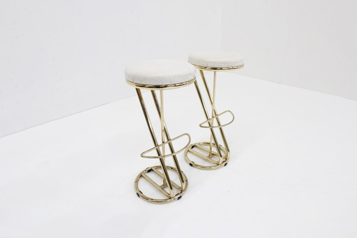 Tabourets de bar vintage en laiton italien, lot de 2