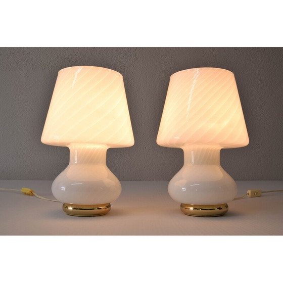 Image 1 of Paire de lampes de table en verre de Murano du milieu du siècle pour Vetri, Italie 1960