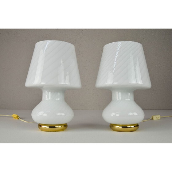 Image 1 of Paire de lampes de table en verre de Murano du milieu du siècle pour Vetri, Italie 1960