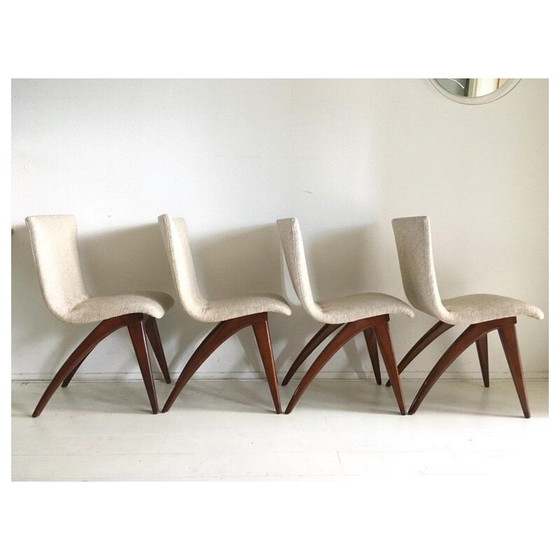 Image 1 of Ensemble de 4 chaises blanches vintage Model Swing par CJ van Os Culemborg