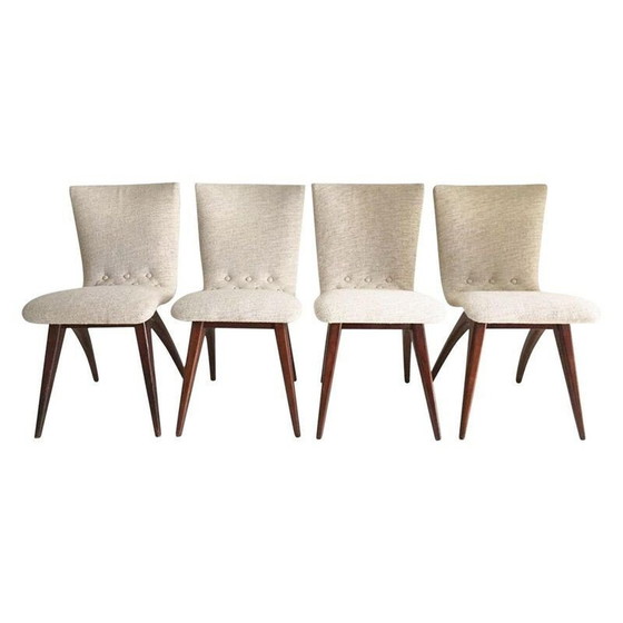 Image 1 of Ensemble de 4 chaises blanches vintage Model Swing par CJ van Os Culemborg