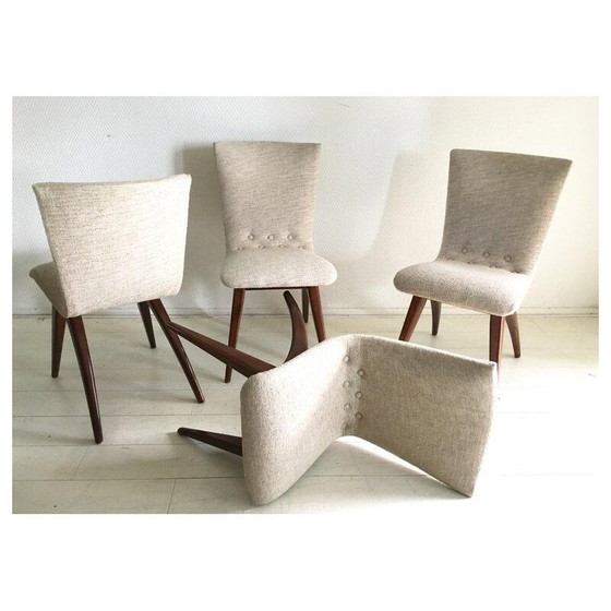 Image 1 of Ensemble de 4 chaises blanches vintage Model Swing par CJ van Os Culemborg