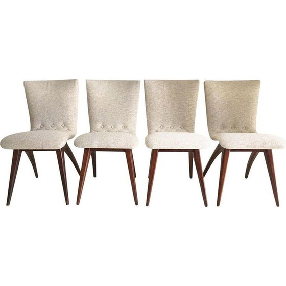 Image 1 of Ensemble de 4 chaises blanches vintage Model Swing par CJ van Os Culemborg