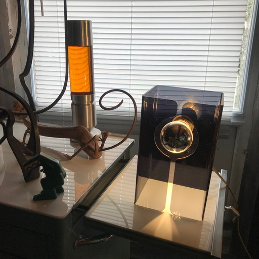 Lampe à poser vintage - V. Gris fumé - Space Age - 1970