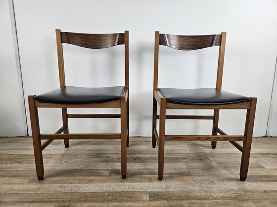 Image 1 of Chaises de style scandinave en teck et cuir